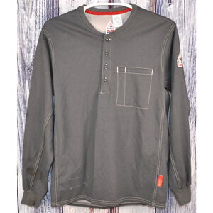Bulwark FR iQ Series FR 12 Cal Cat 2 Men's Medium Gray Polo Henley Shirt NWOT